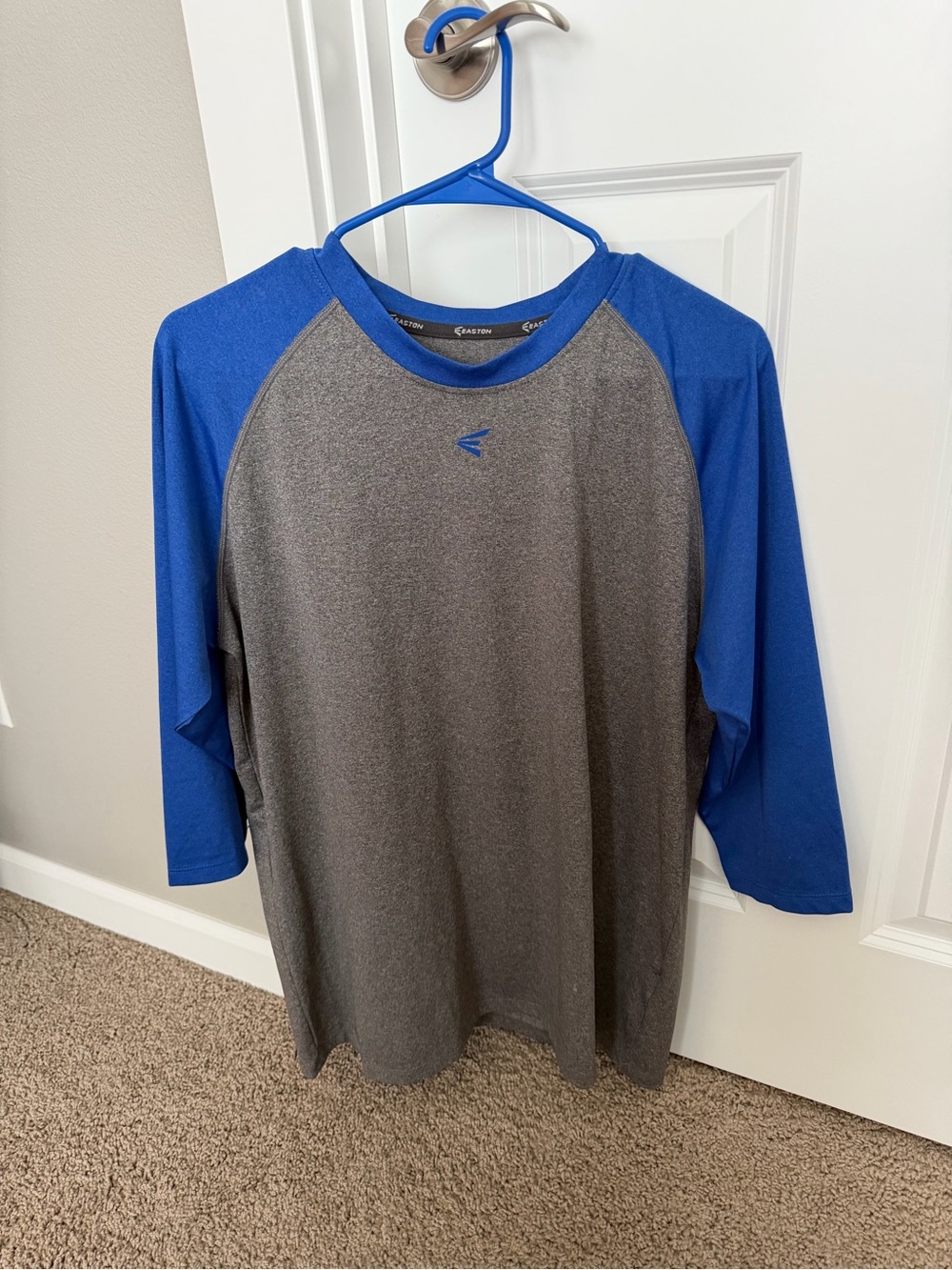 Easton Grey and Blue Raglan Long Sleeve Tee